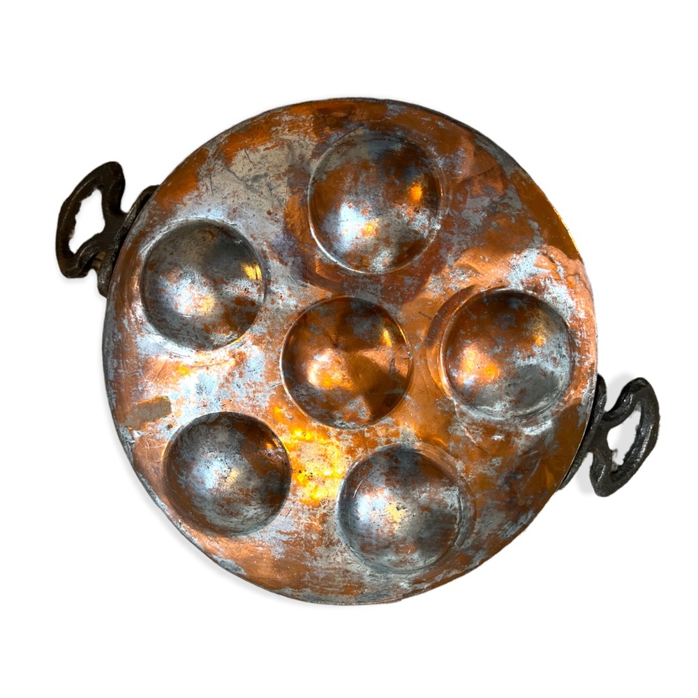 VTG Turkish Copper Hand Hammered Egg Poacher Escargot Rustic